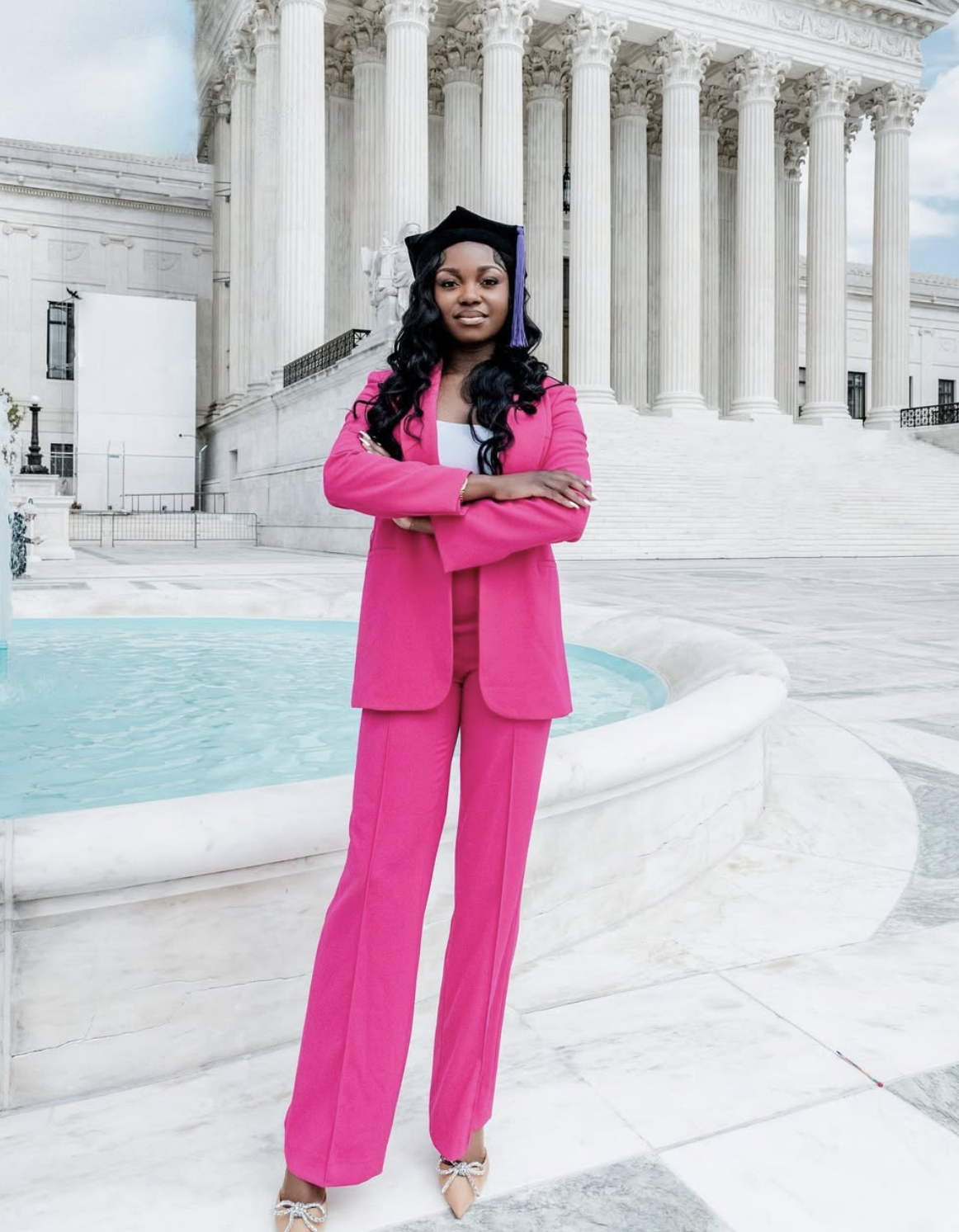 Oreymi Dan-Princewill, Co-Founder of Princewill PR, in graduation attire outside the Supreme Court building